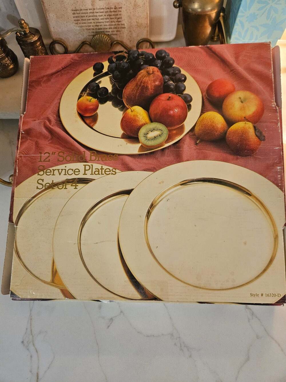 Vintage 12" Solid Brass Service Plates Set of 4
